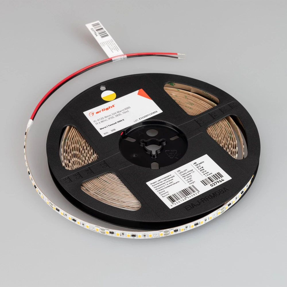 Лента IC-A120-8mm 24V Warm3000 (9.6 W/m, IP20, 2835, 10m) (Arlight, стабилизированная) 037964 - Viokon.com