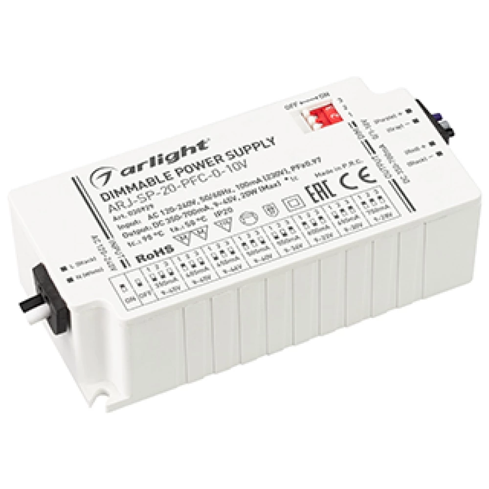 Блок питания ARJ-SP-20-PFC-0-10V (20W, 350-700mA) (Arlight, IP20 Пластик, 5 лет) 030929 - Viokon.com