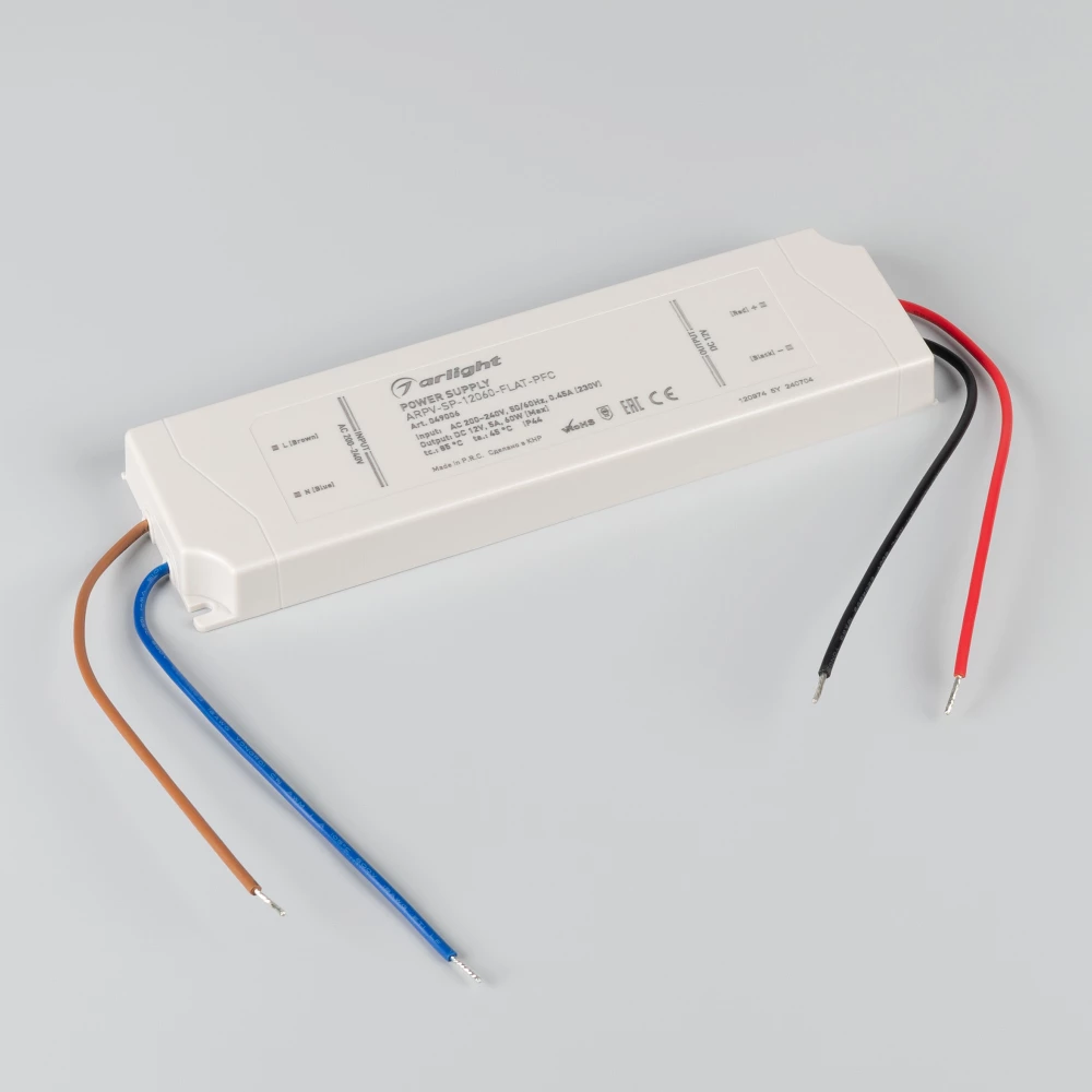 Блок питания ARPV-SP-12060-FLAT-PFC (12V, 5A, 60W) (Arlight, IP44 Пластик, 5 лет) 049006 - Viokon.com