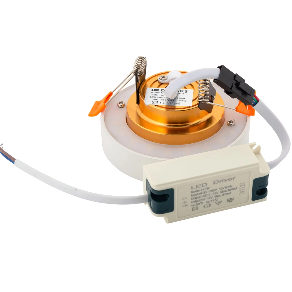 DK4006-GD Встраиваемый светильник IP 20 9 Вт LED 3000 золотой алюминий - Viokon.com