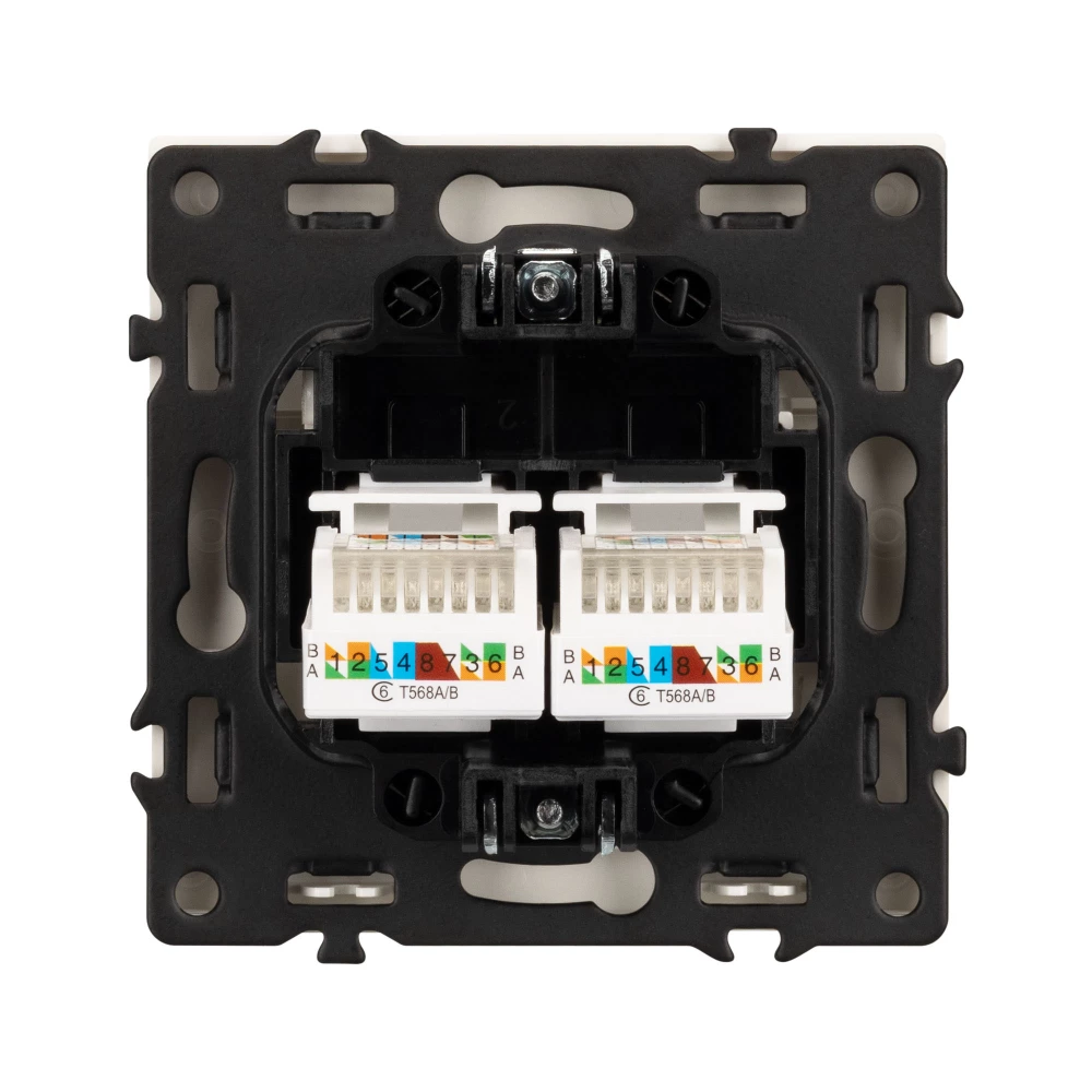 Механизм сдвоенной компьютерной розетки SCT-NOBE-MPC2-SFPL-WH (RJ-45, CAT6) (Arlight, Белый кварц) 054312 - Viokon.com
