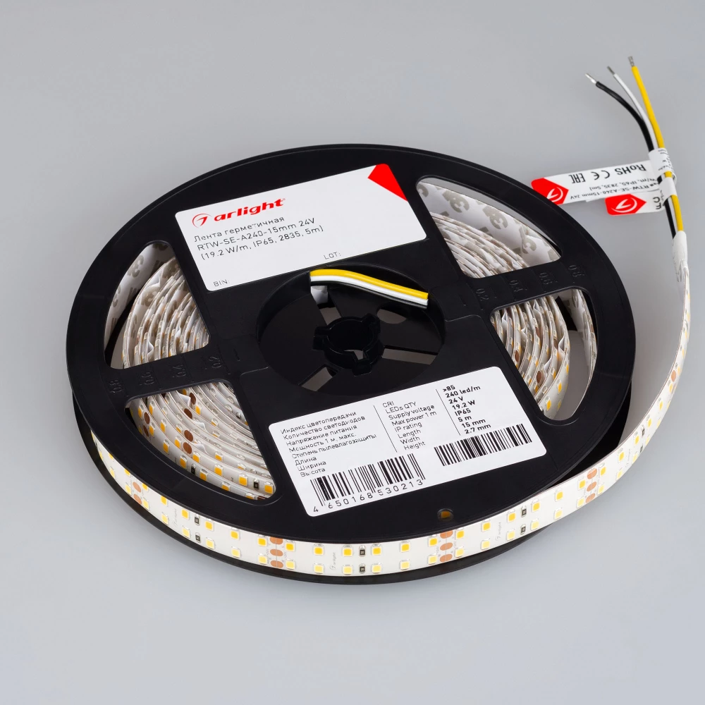 Лента герметичная RTW-SE-A240-15mm 24V White-MIX (19.2 W/m, IP65, 2835, 5m) (Arlight, Изменяемая ЦТ) 020560(2) - Viokon.com