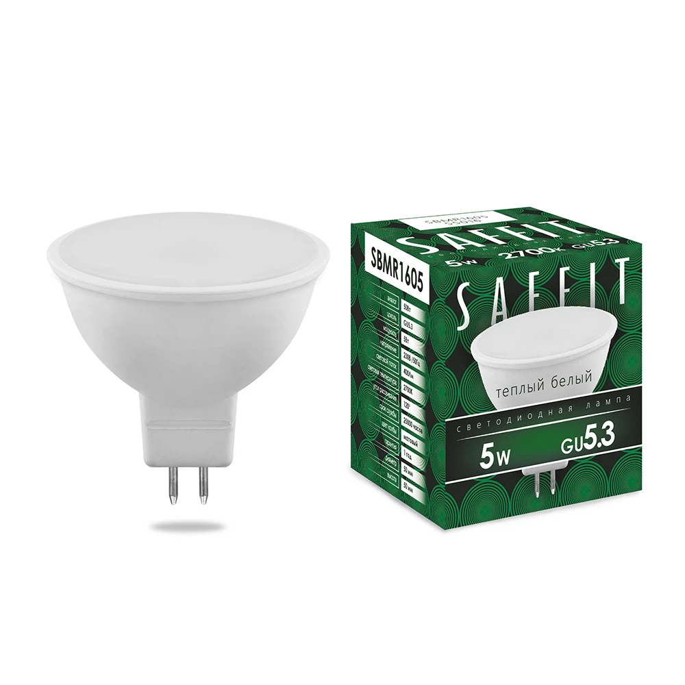 Лампа светодиодная SAFFIT SBMR1605 MR16 GU5.3 5W 2700K (55016) - Viokon.com