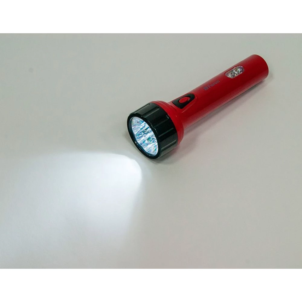 Фонарь аккумуляторный ручной 9+3LED 0,7W со встроенной вилкой для зарядки, красный, TL042 (12957) - Viokon.com