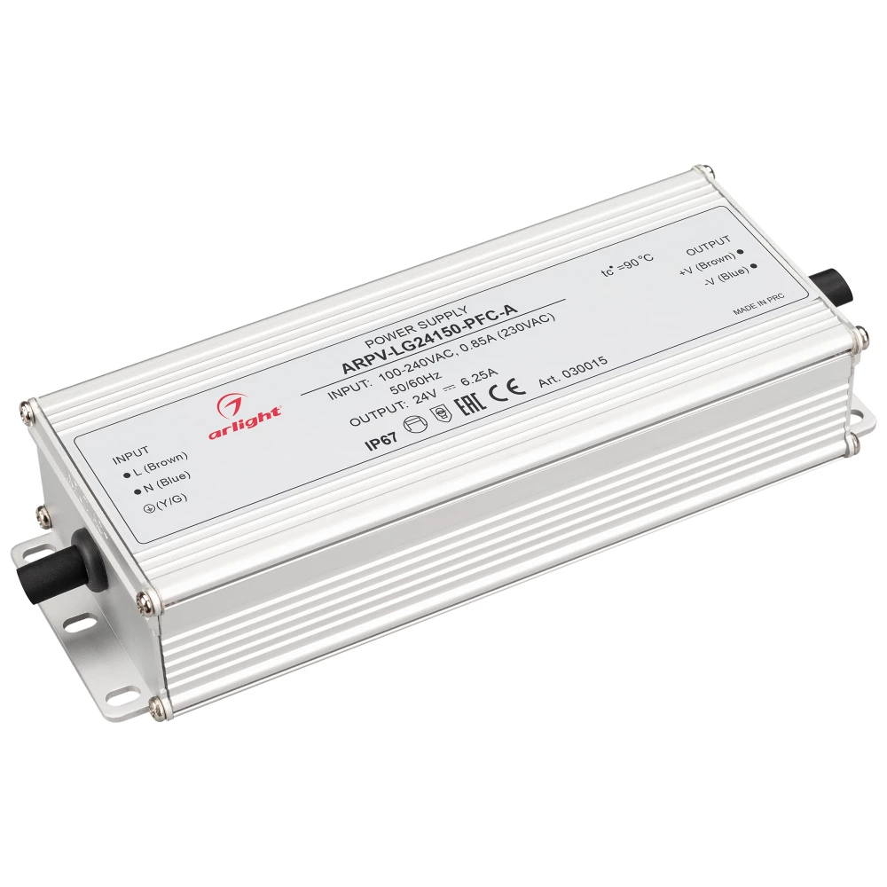 Блок питания ARPV-LG24150-PFC-A (24V, 6.25A, 150W) (Arlight, IP67 Металл, 5 лет) 030015 - Viokon.com