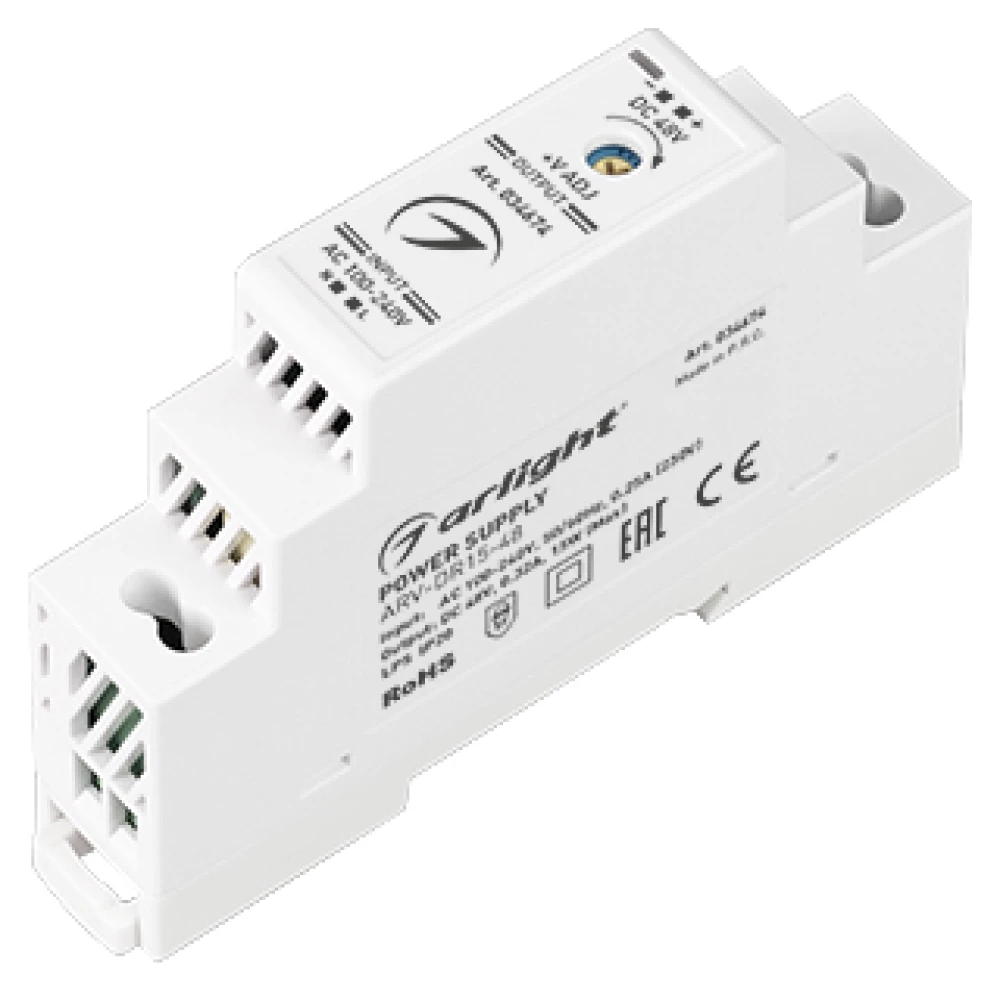Блок питания ARV-DR15-48 (48V, 0.32A, 15W) (Arlight, IP20 DIN-рейка) 034674 - Viokon.com