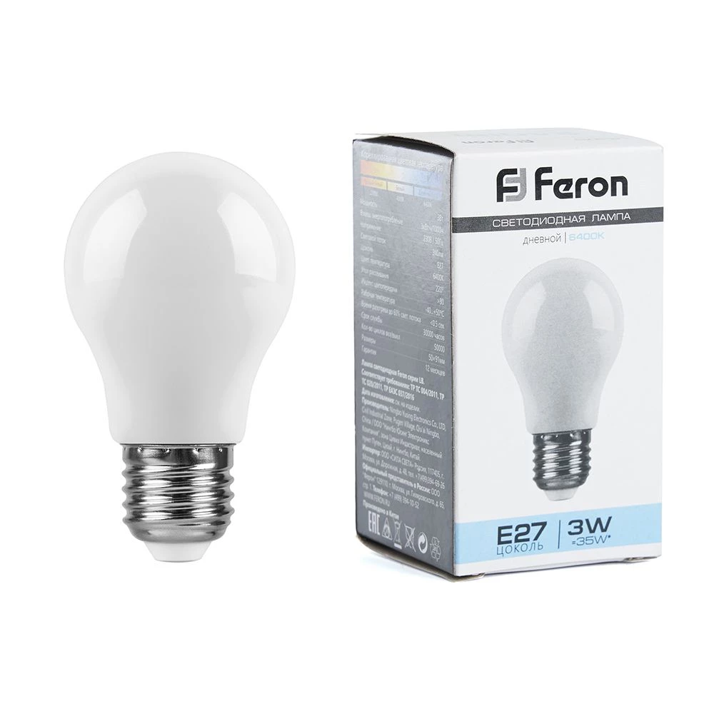 Лампа светодиодная Feron LB-375 E27 3W матовая 230V 6400K (25920) - Viokon.com