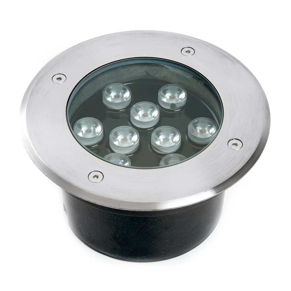 Светодиодный светильник тротуарный (грунтовый) Feron SP2803,10W, AC/DC12V, низковольтный, 4000К, металлик, D160*H90mm, вн.диаметр: 110mm, IP67 (48347) - Viokon.com