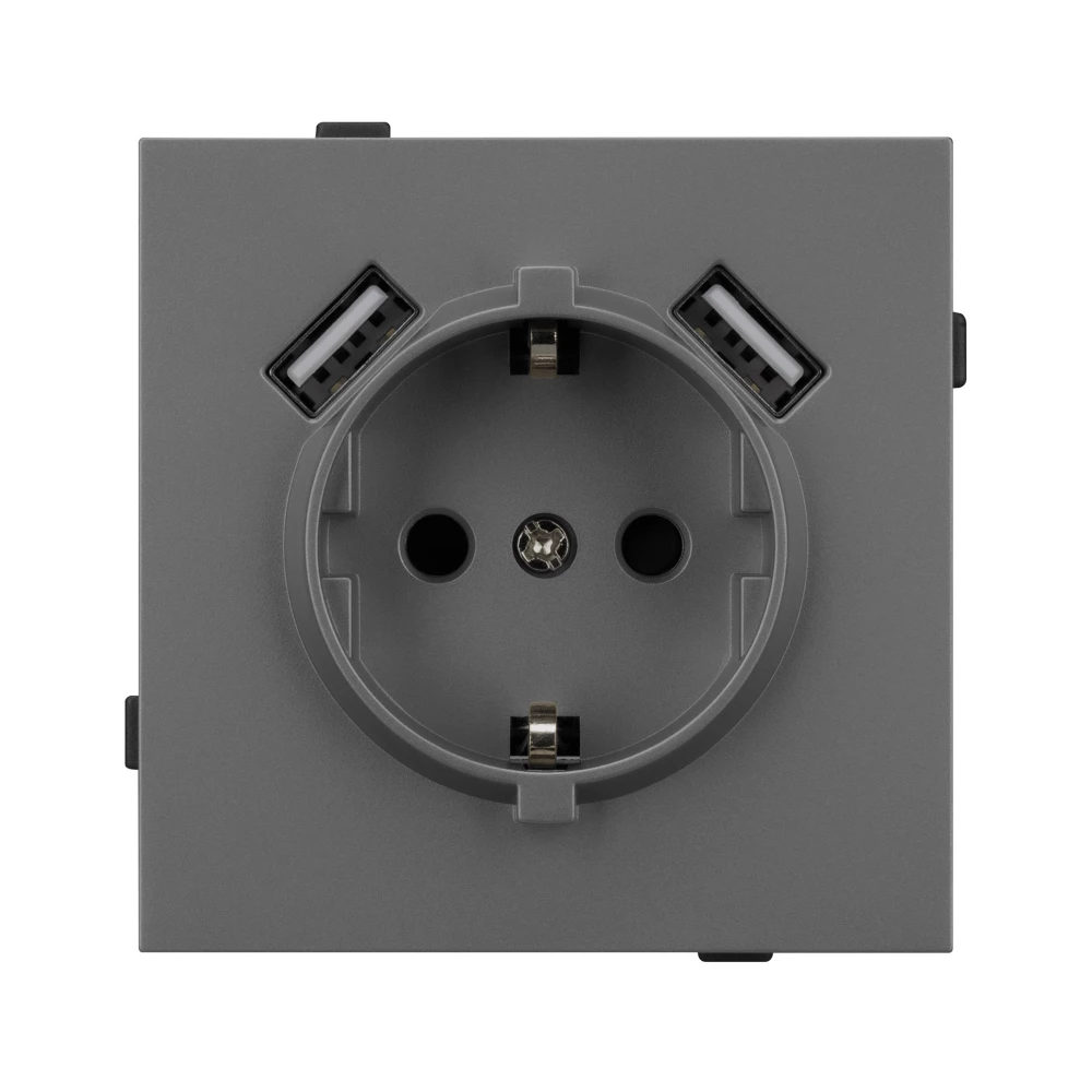 Механизм розетки с USB зарядкой SCT-TENDO-MUAA-SFPL-GR (230V, 16A) (Arlight, Матовый графитовый) 054605 - Viokon.com