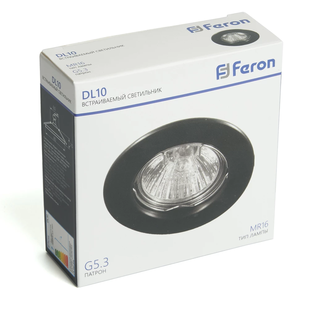 Светильник потолочный встраиваемый Feron  DL10 MR16 50W G5.3 черный матовый (48464) - Viokon.com