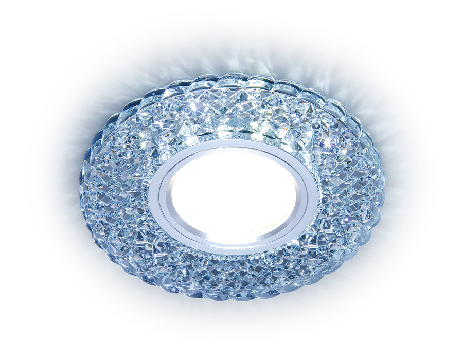 Встраиваемый точечный светильник MR16 с LED подсветкой S335 CL прозрачный GU5.3+3W(LED WHITE) D104*25 - Viokon.com