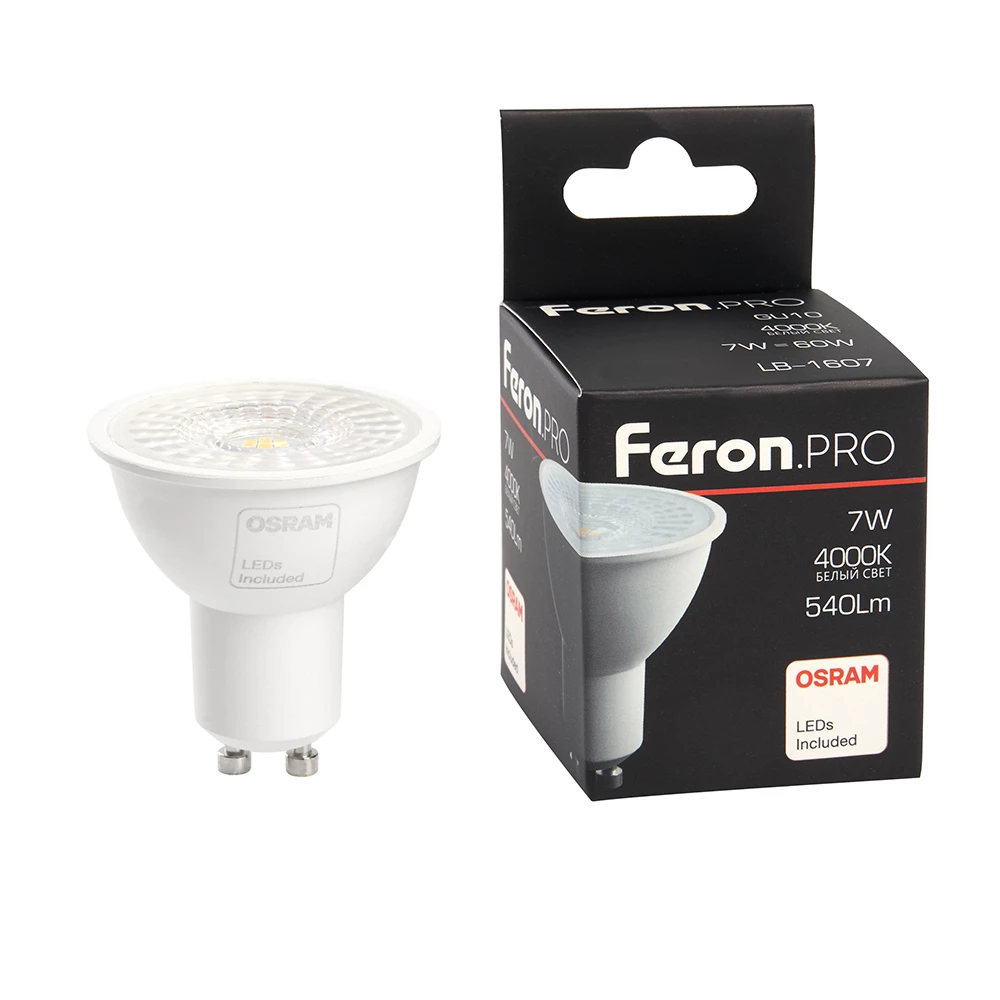 Лампа светодиодная Feron.PRO LB-1607 GU10 7W 175-265V 4000K (38177) - Viokon.com