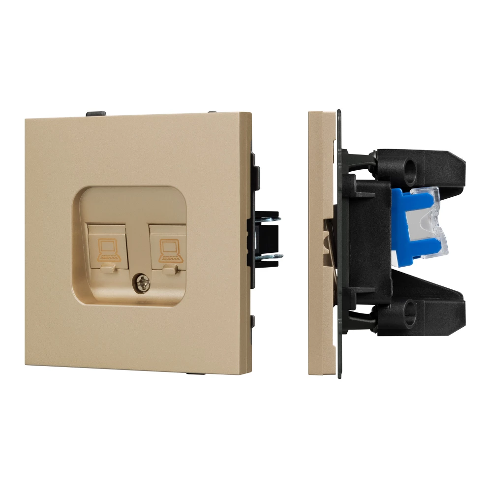 Механизм компьютерной розетки двойной SCT-TENDO-MPC2-SFPL-GD (RJ-45, CAT6) (Arlight, Матовый песочный) 054596 - Viokon.com
