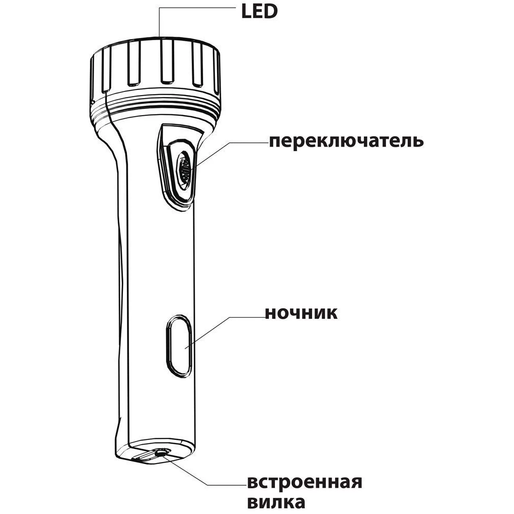 Фонарь аккумуляторный ручной 9+3LED 0,7W со встроенной вилкой для зарядки, красный, TL042 (12957) - Viokon.com
