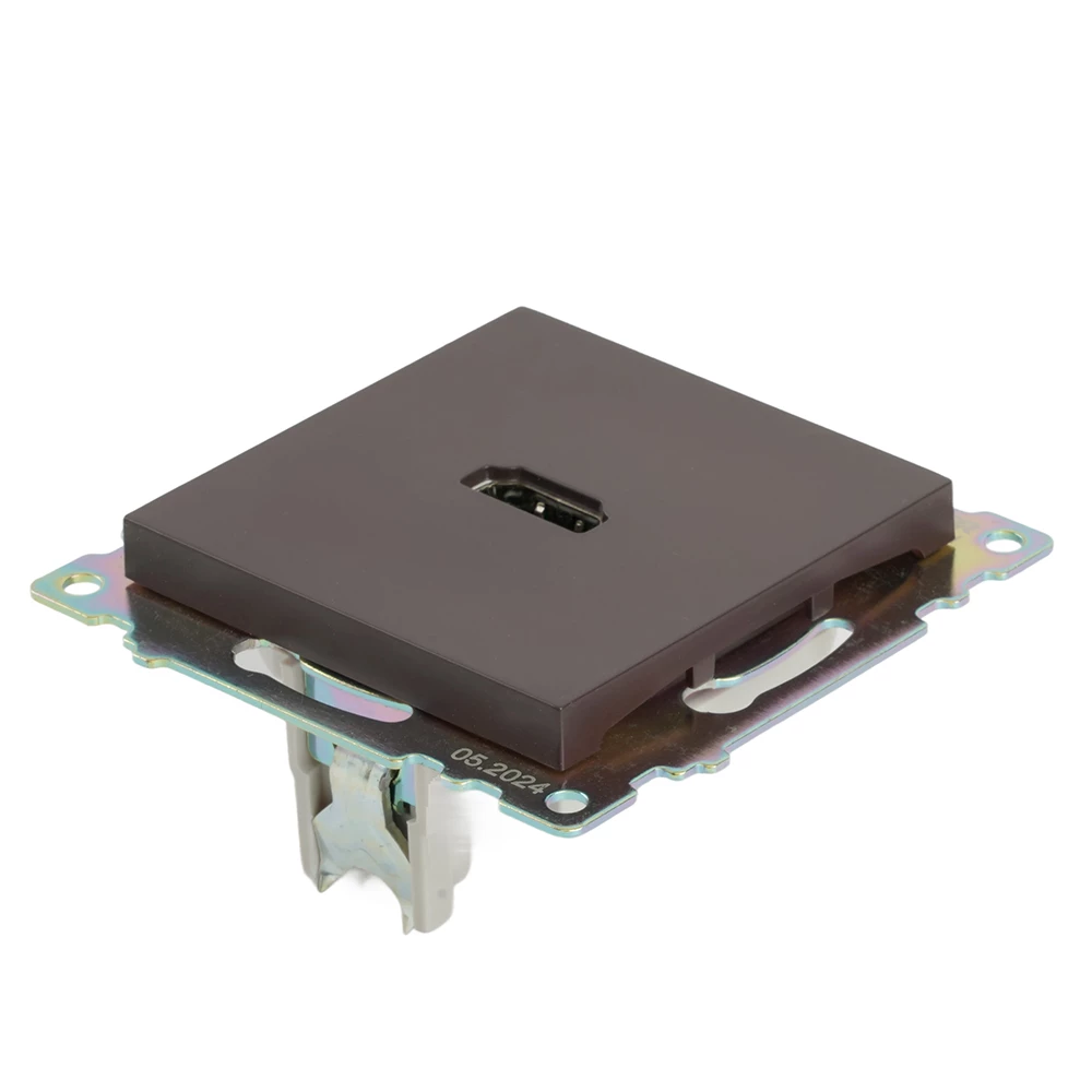 Розетка HDMI 2.1, Type A (механизм), STEKKER GLS00-7118-04, серия Катрин, шоколад (50064) - Viokon.com