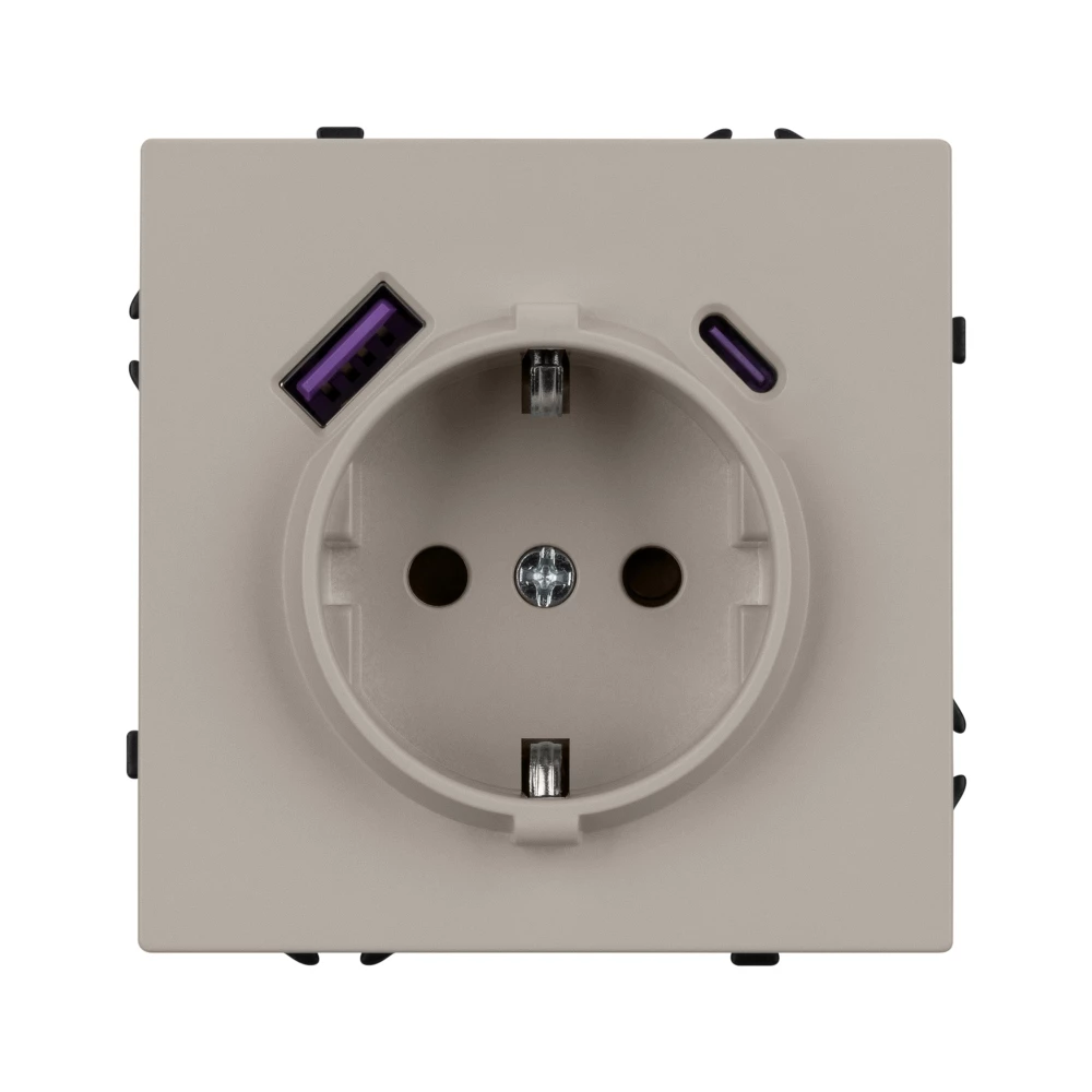 Механизм розетки с USB зарядкой SCT-NOBE-MUAC-SFPL-CA (230V, 16A) (Arlight, Кашемир) 059444 - Viokon.com