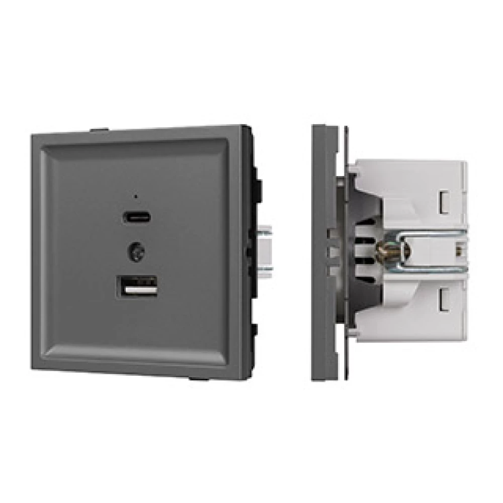 Механизм USB розетки SCT-TENDO-MUAC-SFPL-GR (5V, 3A, QC3) (Arlight, Матовый графитовый) 054538 - Viokon.com