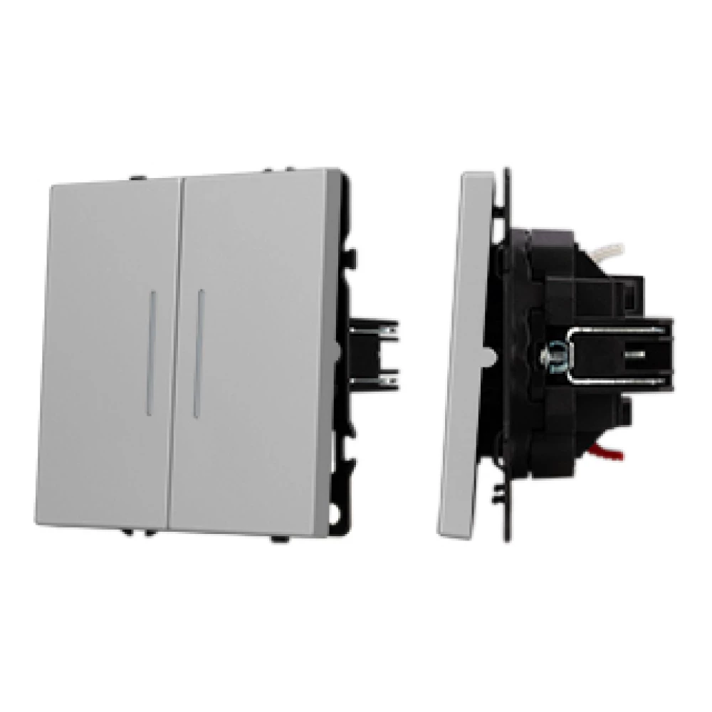 Механизм выключателя двухклавишный непроходной LED SWT-NOBE-MK02-SFPL-L-IS (230V, 10A) (Arlight, Никель) 059418 - Viokon.com