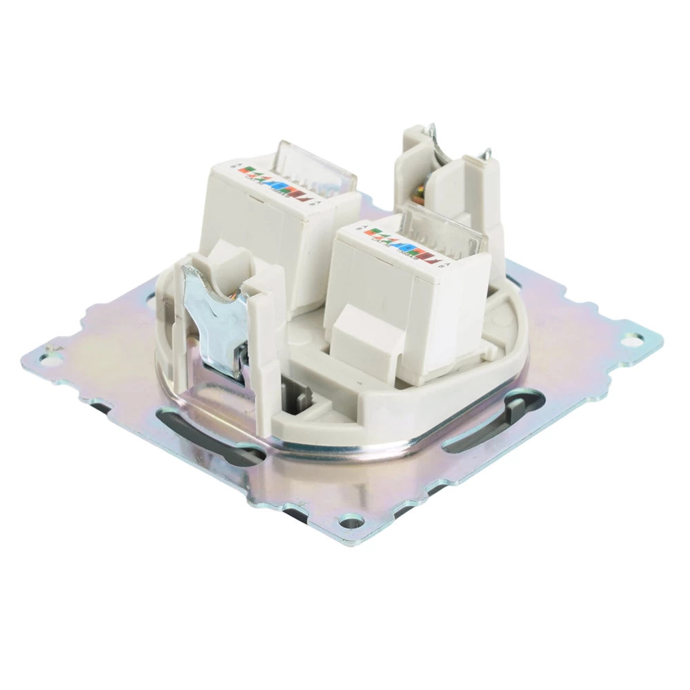 Розетка компьютерная 2-местная RJ-45 (механизм) STEKKER GLS00-7109-06 , серия Катрин, графит (50008) - Viokon.com