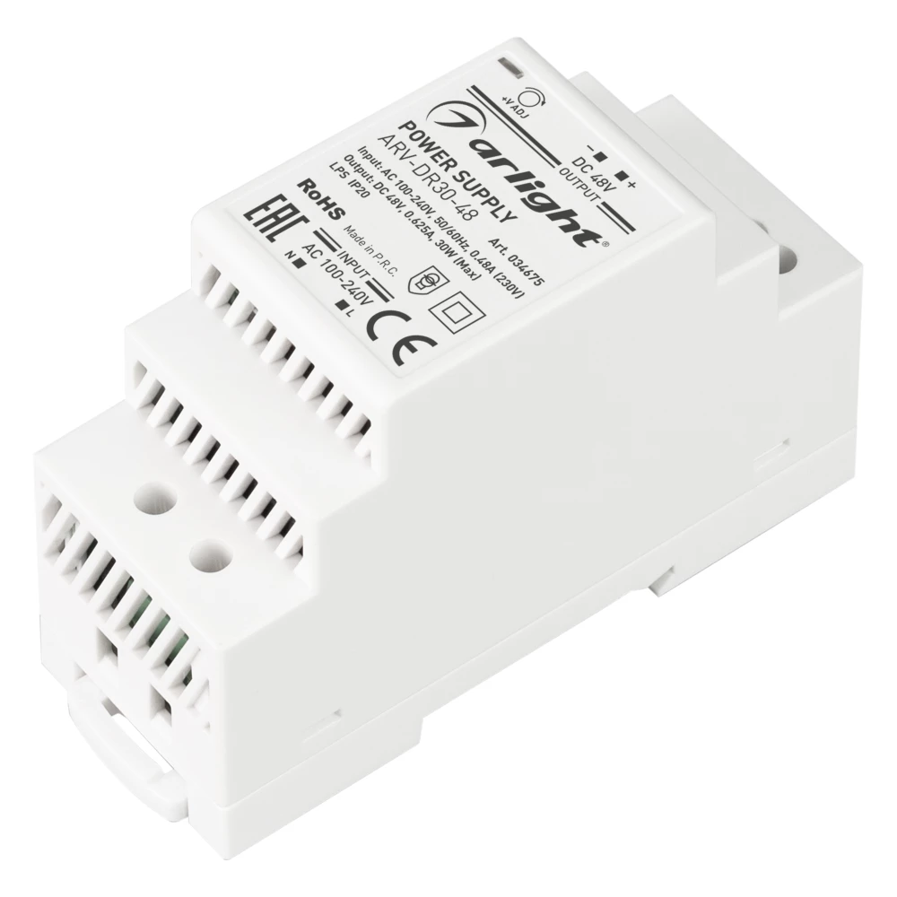 Блок питания ARV-DR30-48 (48V, 0.6A, 30W) (Arlight, IP20 DIN-рейка) 034675 - Viokon.com
