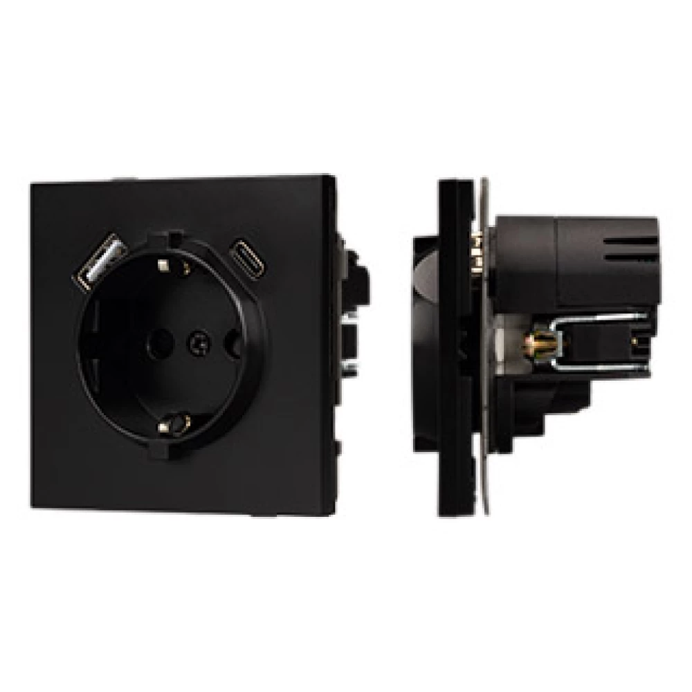 Механизм розетки с USB зарядкой SCT-TENDO-MUAC-PL-BK (230V, 16A) (Arlight, Черный) 054087 - Viokon.com