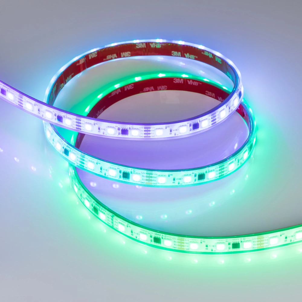 Лента герметичная SPI-PFS-B60-12mm 12V RGB-PX3-BPT (12 W/m, IP68, 5060, 5m) (Arlight, бегущий огонь) 039177 - Viokon.com