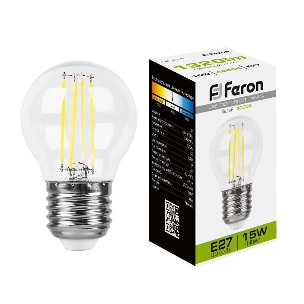 Лампа светодиодная Feron LB-515 Шарик E27 15W 230V 4000K (38253) - Viokon.com