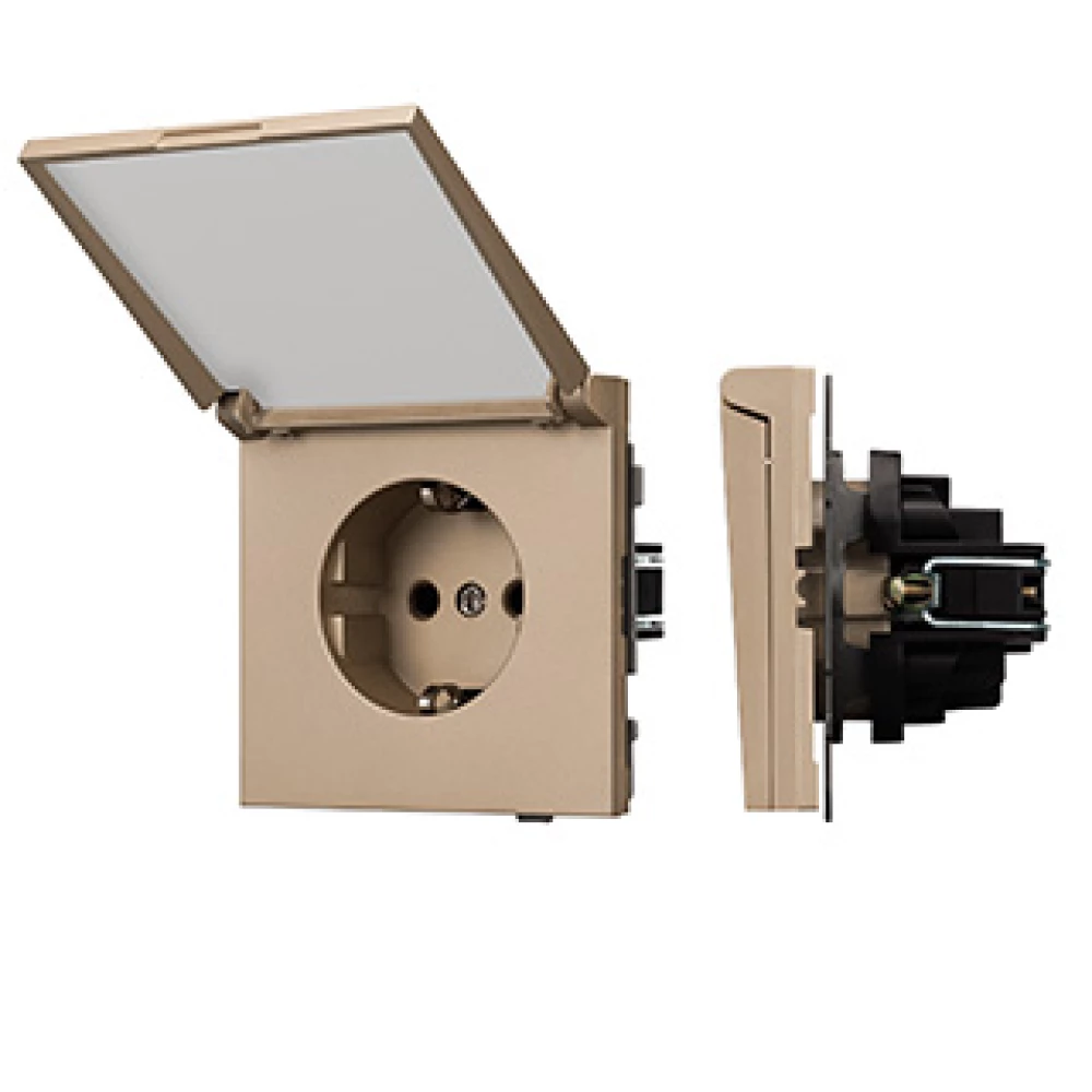 Механизм розетки влагозащищённый SCT-TENDO-MCP-PL-GD (230V, 16A) (Arlight, Песочный) 054093 - Viokon.com