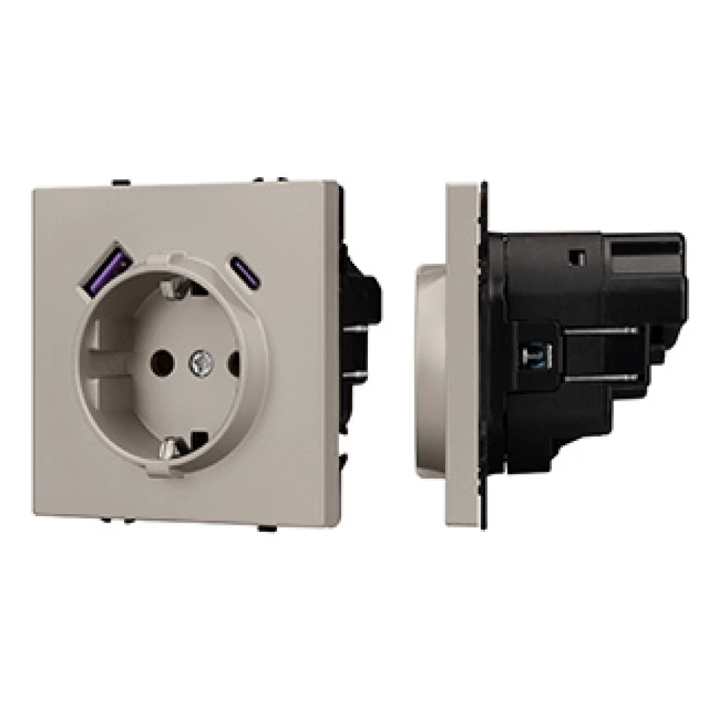 Механизм розетки с USB зарядкой SCT-NOBE-MUAC-SFPL-CA (230V, 16A) (Arlight, Кашемир) 059444 - Viokon.com