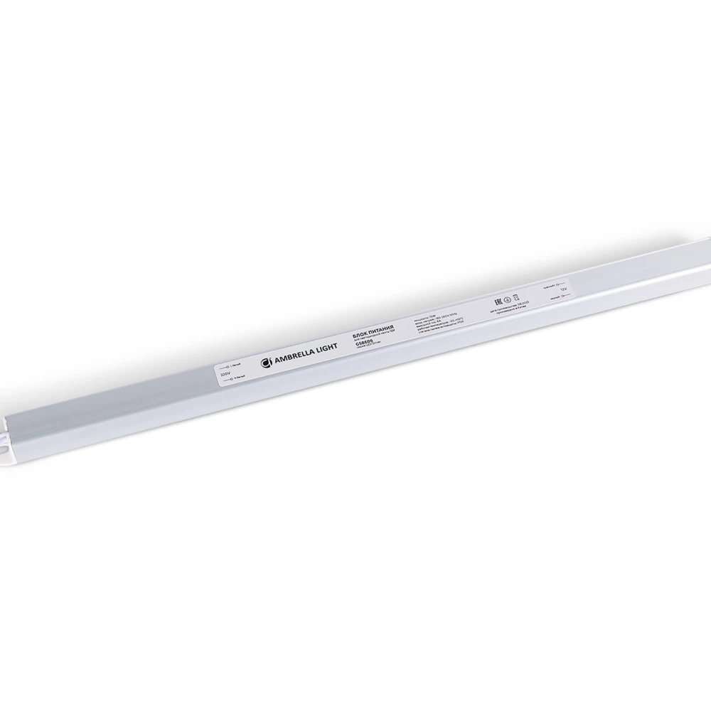 Блок питания ультратонкий для светодиодной ленты 12V 72W 6A IP20 185-260V 372*18*18 GS8606 GS8606 блок питания 12V 72W 6A IP20 185-260V 372*18*18 - Viokon.com