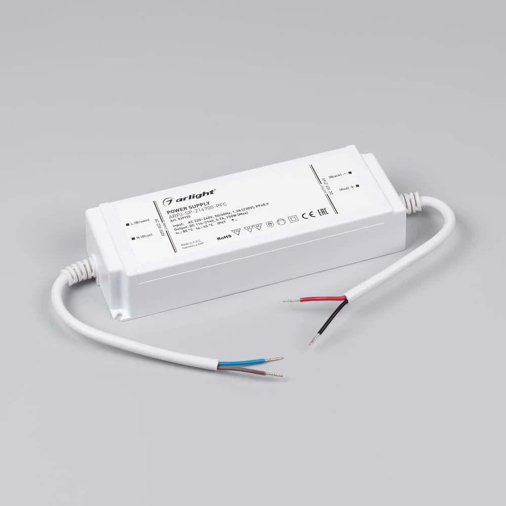 Блок питания ARPJ-SP-214700-PFC (150W, 114-214V, 0.7A) (Arlight, IP67 Пластик, 5 лет) 039720 - Viokon.com