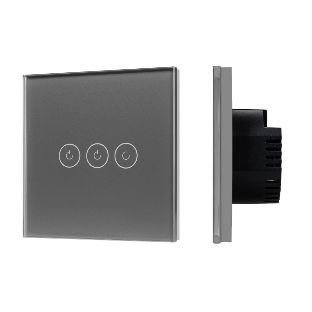 Выключатель сенсорный SWT-OMALI-S03-ZB-GR (250V, 10A, Zigbee) (Arlight, Стекло) 050047 - Viokon.com