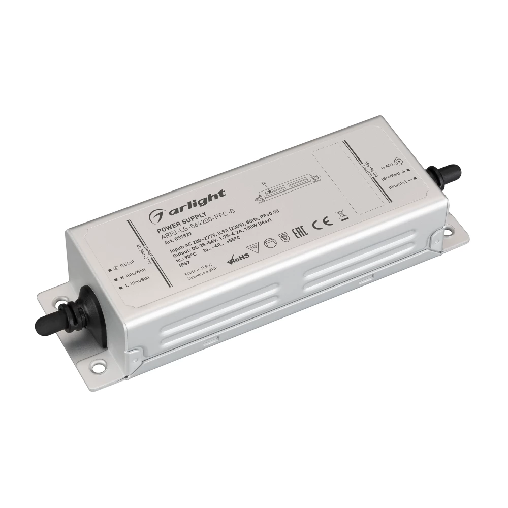 Блок питания ARPJ-LG-564200-PFC-B (150W, 25-56V, 1.78-4.2A) (Arlight, IP67 Металл, 5 лет) 057529 - Viokon.com