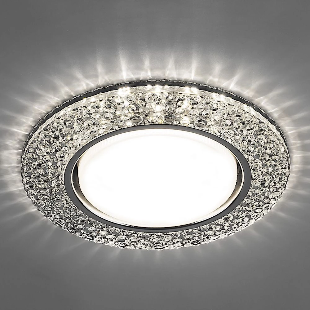 Светильник встраиваемый с белой LED подсветкой Feron CD4032 потолочный GX53 без лампы, прозрачный, хром (32996) - Viokon.com