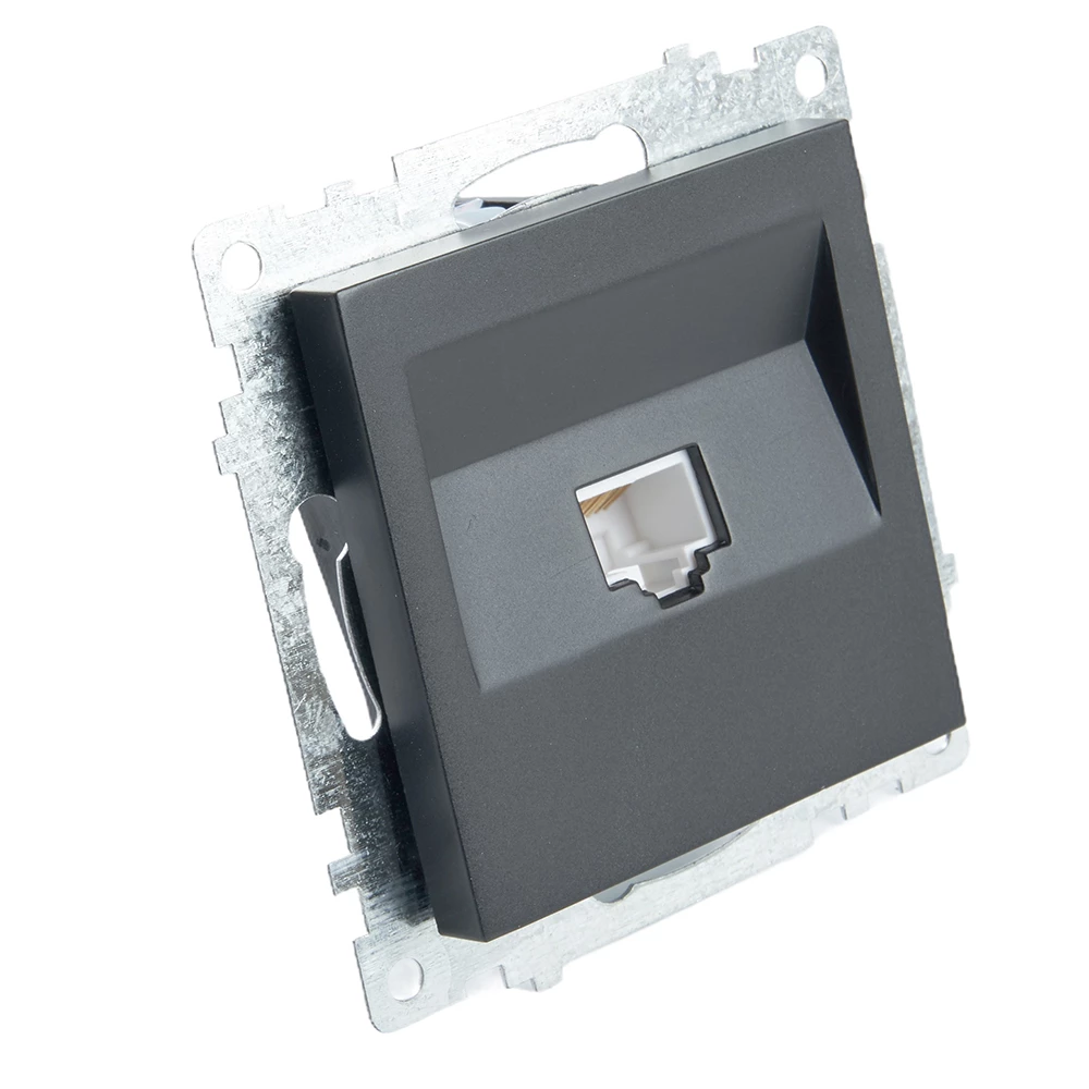 Розетка компьютерная 1-местная RJ-45 (механизм), STEKKER GLS00-7107-05, серия Катрин, черный (39613) - Viokon.com