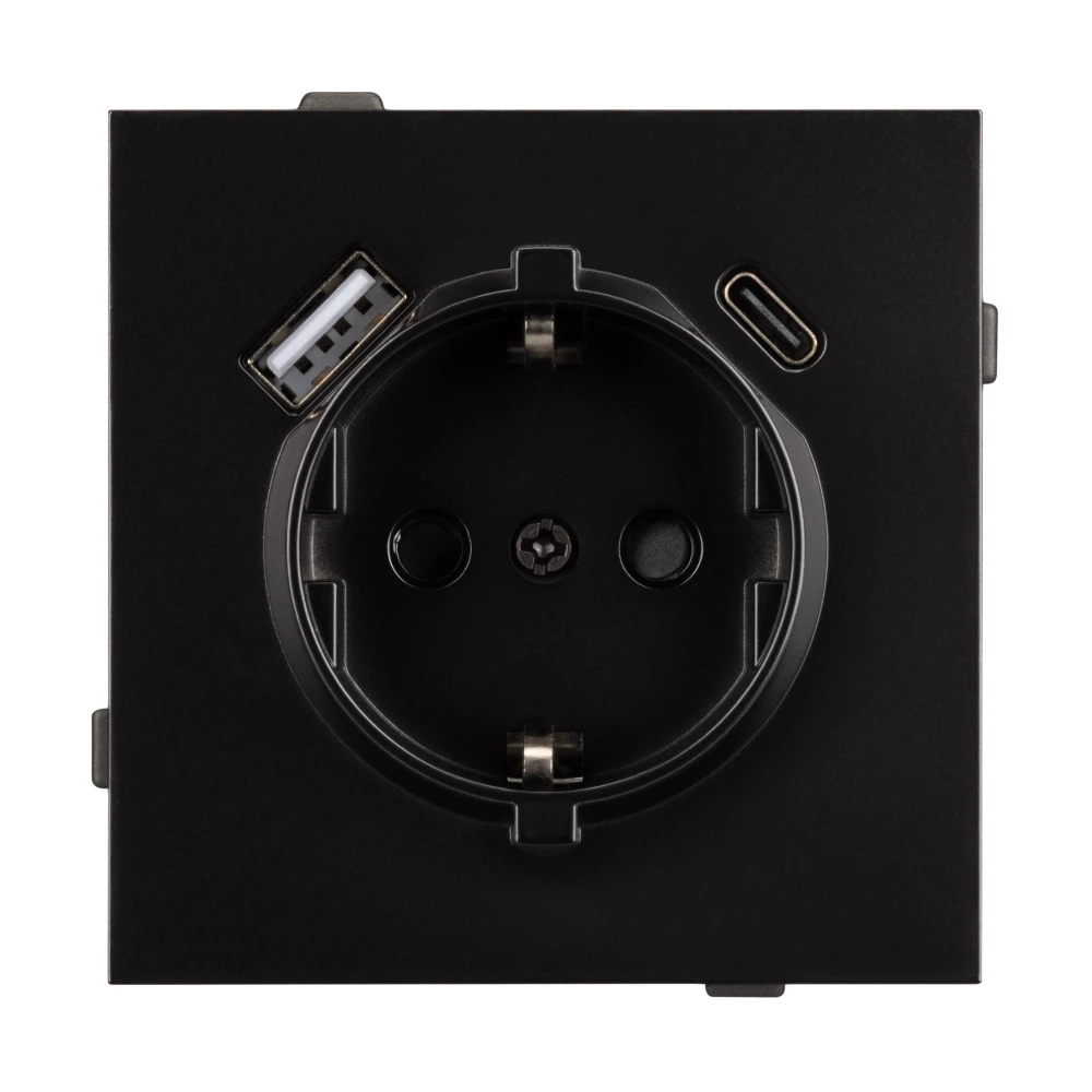 Механизм розетки с USB зарядкой SCT-TENDO-MUAC-PL-BK (230V, 16A) (Arlight, Черный) 054087 - Viokon.com