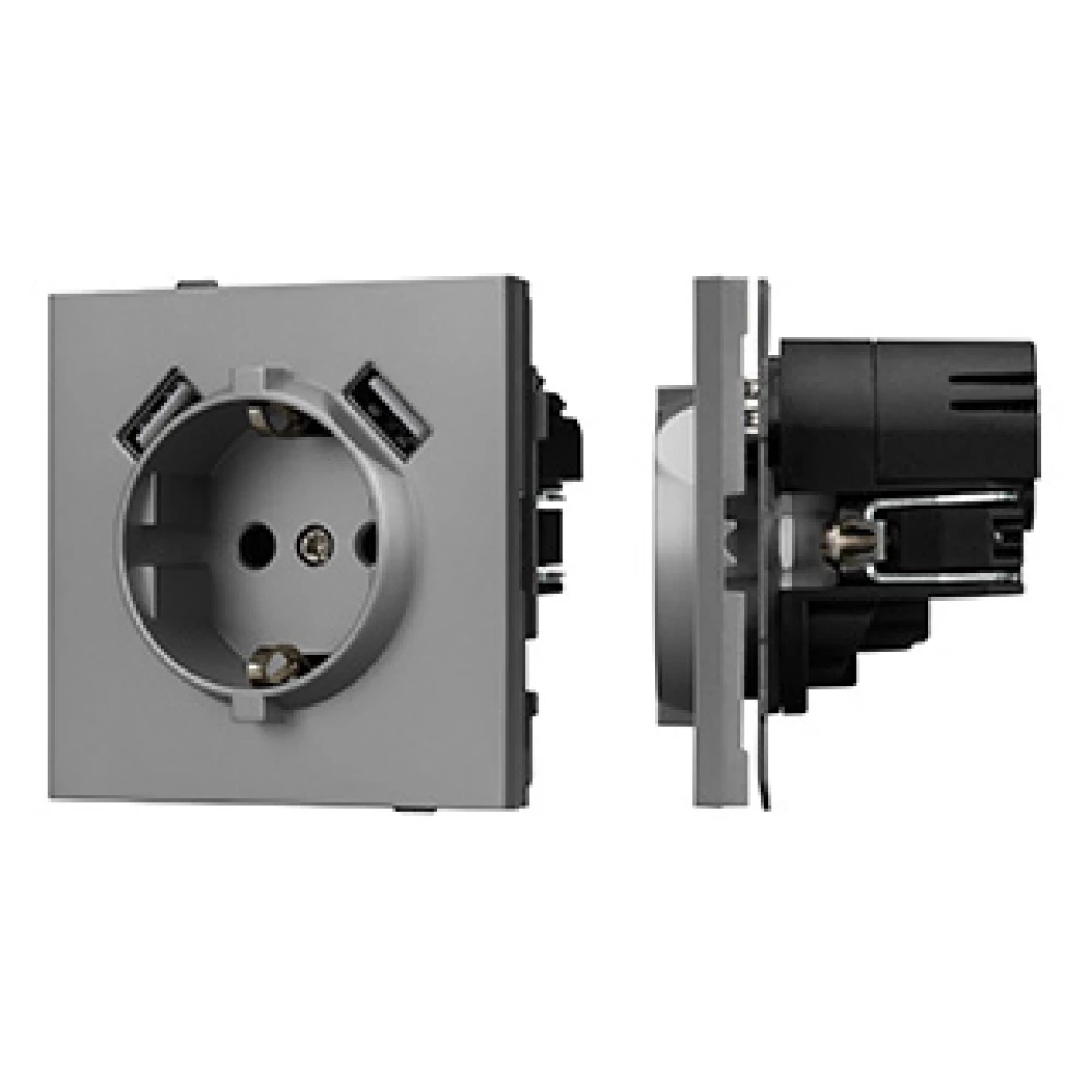 Механизм розетки с USB зарядкой SCT-TENDO-MUAA-PL-GR (230V, 16A) (Arlight, Графитовый) 054084 - Viokon.com
