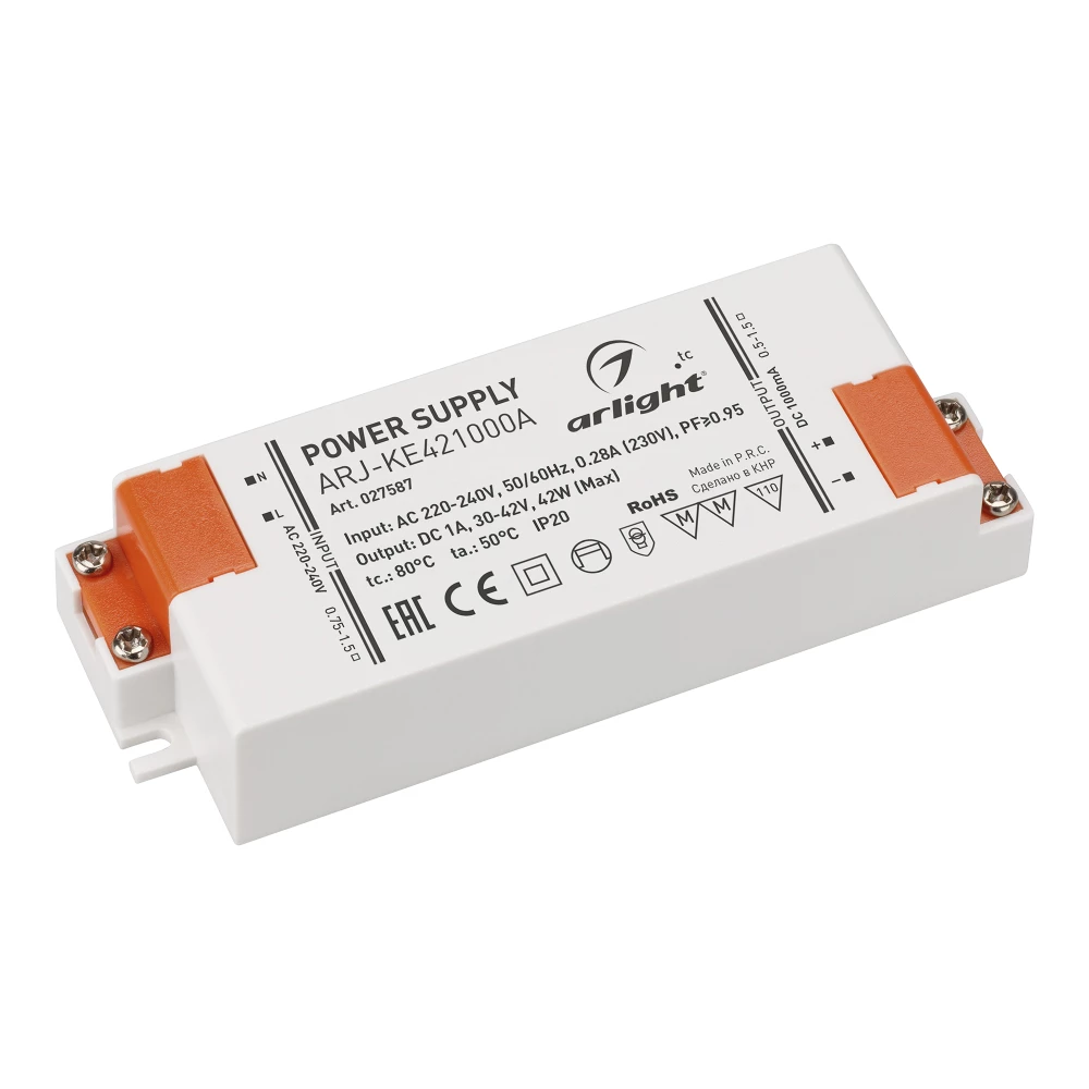 Блок питания ARJ-KE421000A (42W, 1000mA, PFC) (Arlight, IP20 Пластик, 5 лет) 027587 - Viokon.com