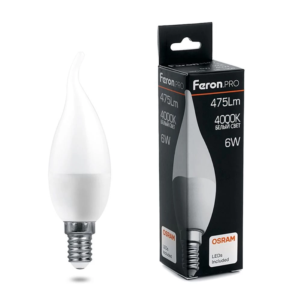 Лампа светодиодная Feron.PRO LB-1306 Свеча E14 6W 175-265V 4000K (38048) - Viokon.com