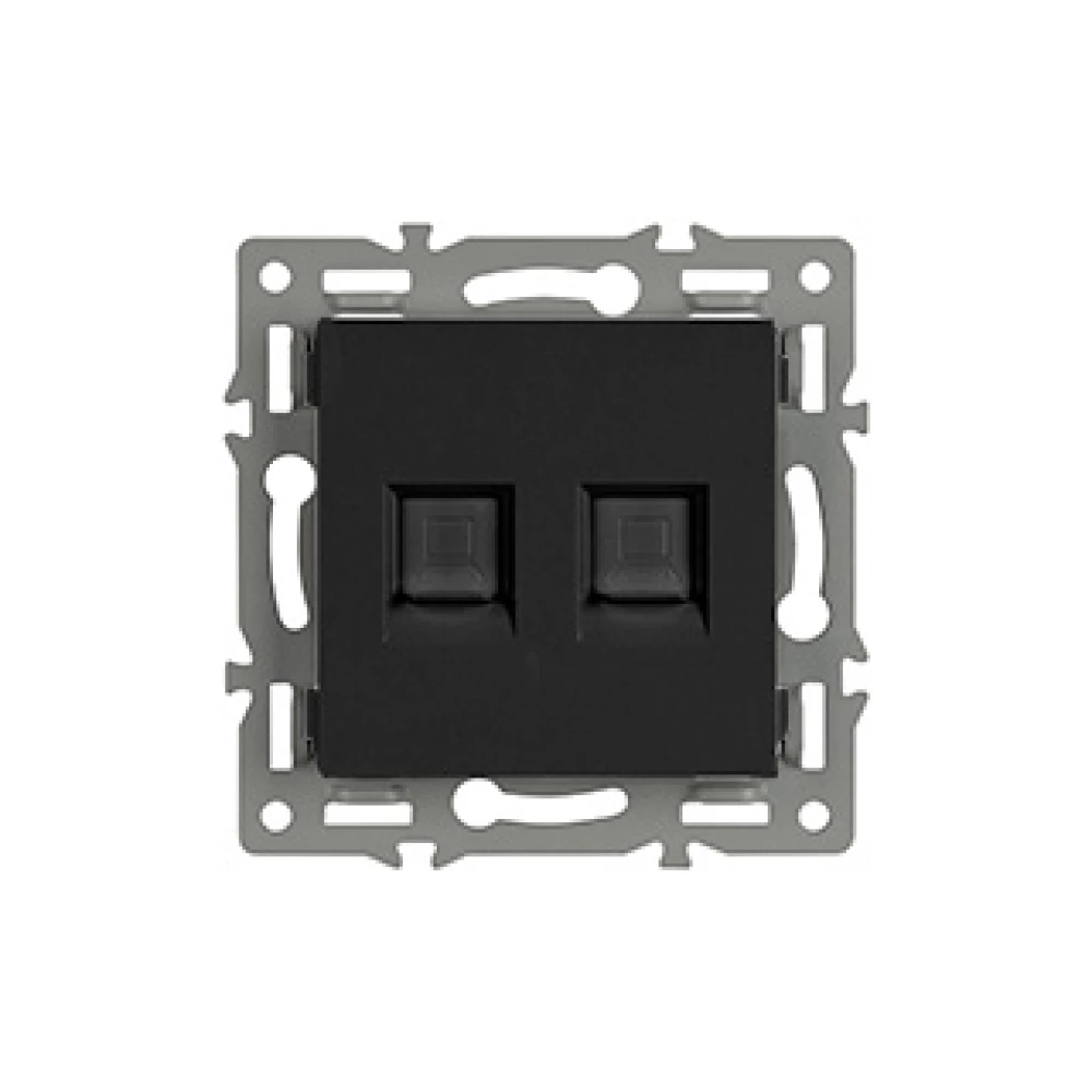 Механизм компьютерной розетки двойной SCT-MPC2-PL-BK (RJ-45, CAT6) (Arlight, -) 045337 - Viokon.com