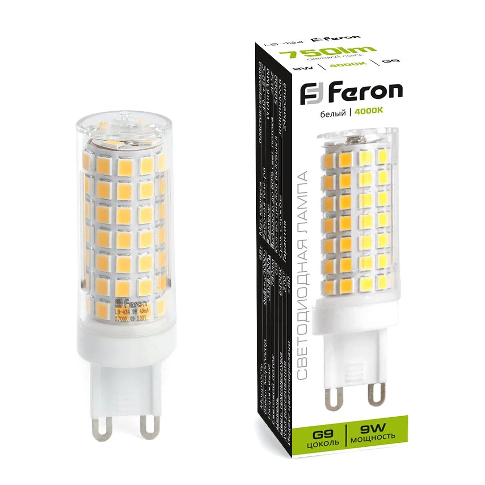 Лампа светодиодная Feron LB-434 G9 9W 175-265V 4000K (38147) - Viokon.com