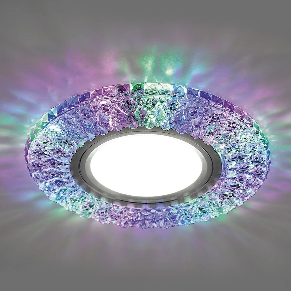 Светильник встраиваемый с разноцветной LED подсветкой Feron CD940 потолочный MR16 G5.3 прозрачный (32541) - Viokon.com