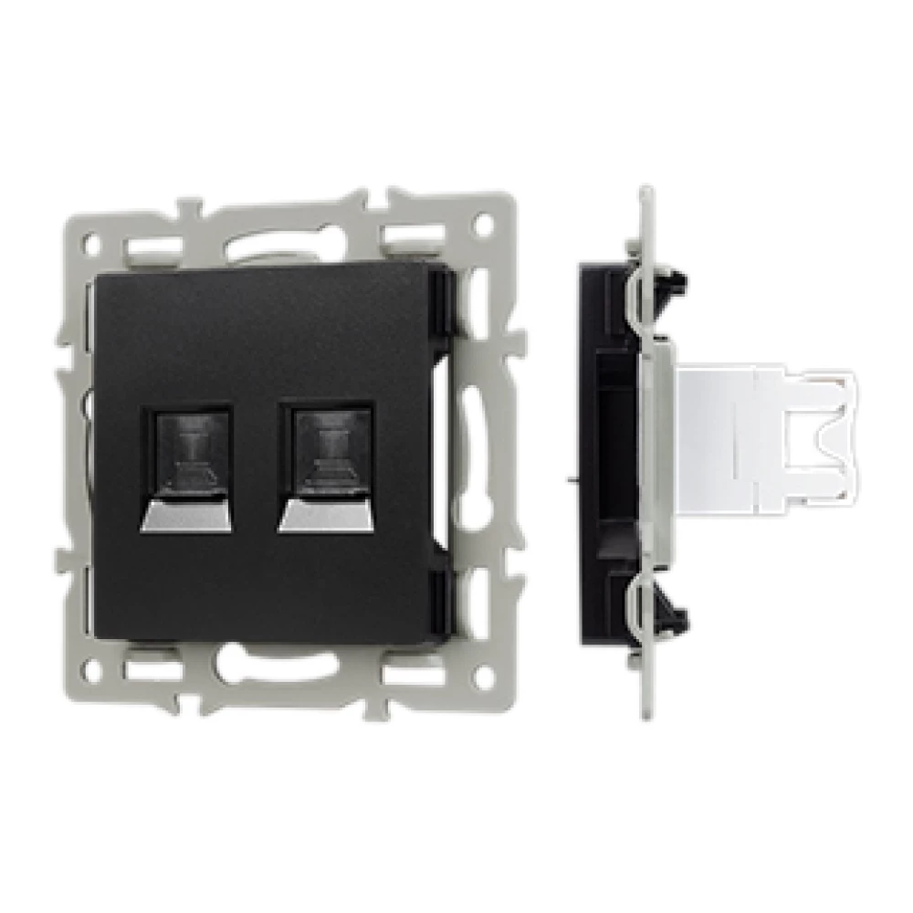 Механизм компьютерной розетки двойной SCT-MPC2-PL-BK (RJ-45, CAT6) (Arlight, -) 045337 - Viokon.com