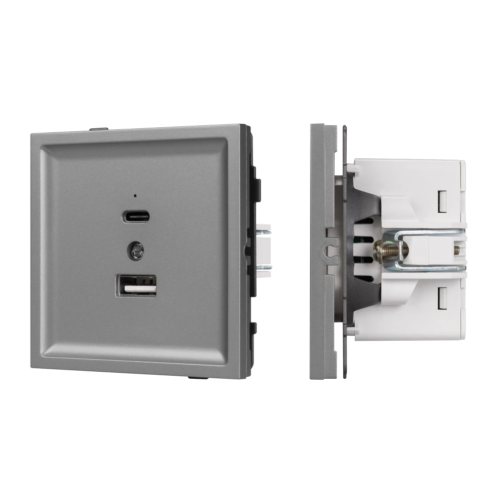 Механизм USB розетки SCT-TENDO-MUAC-PL-GR (5V, 3A, QC3) (Arlight, Графитовый) 054096 - Viokon.com