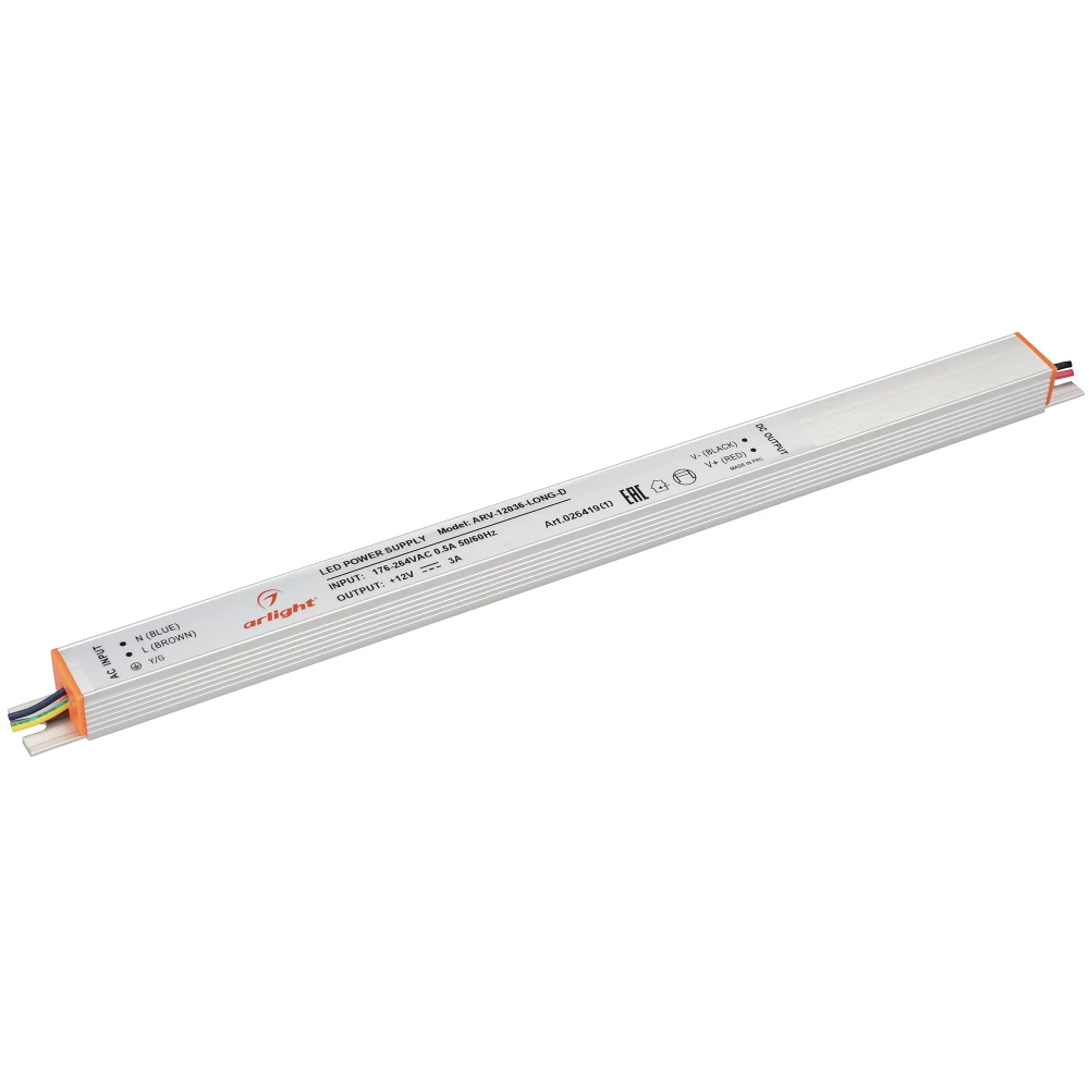 Блок питания ARV-12036-LONG-D (12V, 3A, 36W) (Arlight, IP20 Металл, 2 года) 026419(1) - Viokon.com