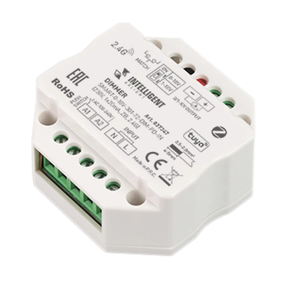 INTELLIGENT ARLIGHT Диммер SMART-0-10V-301-72-DIM-PD-IN (230V, 1x20mA, ZB, 2.4G) (IARL, IP20 Пластик, 5 лет) 037347 - Viokon.com