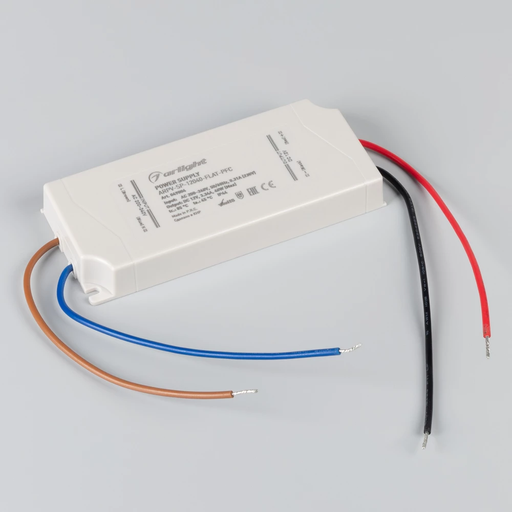 Блок питания ARPV-SP-12040-FLAT-PFC (12V, 3.34A, 40W) (Arlight, IP44 Пластик, 5 лет) 049004 - Viokon.com