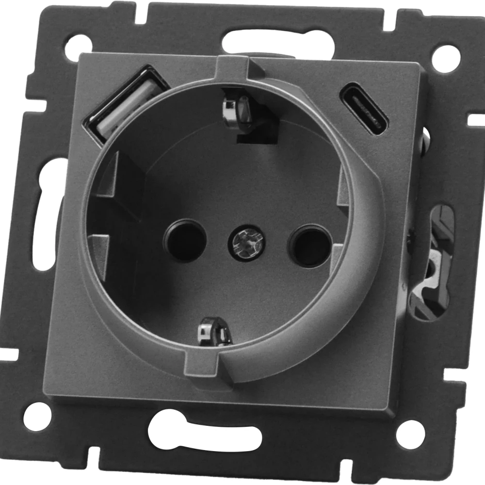 Механизм розетки с USB зарядкой SCT-MUAC-PL-GR-V (250V, 16A) (Arlight, -) 049831 - Viokon.com