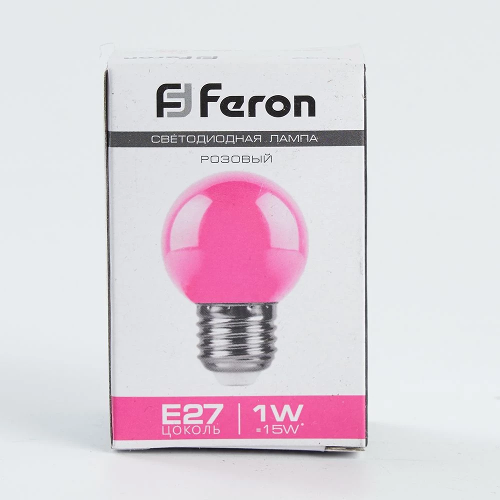 Лампа светодиодная Feron LB-37 Шарик матовый E27 1W 230V Розовый (38123) - Viokon.com