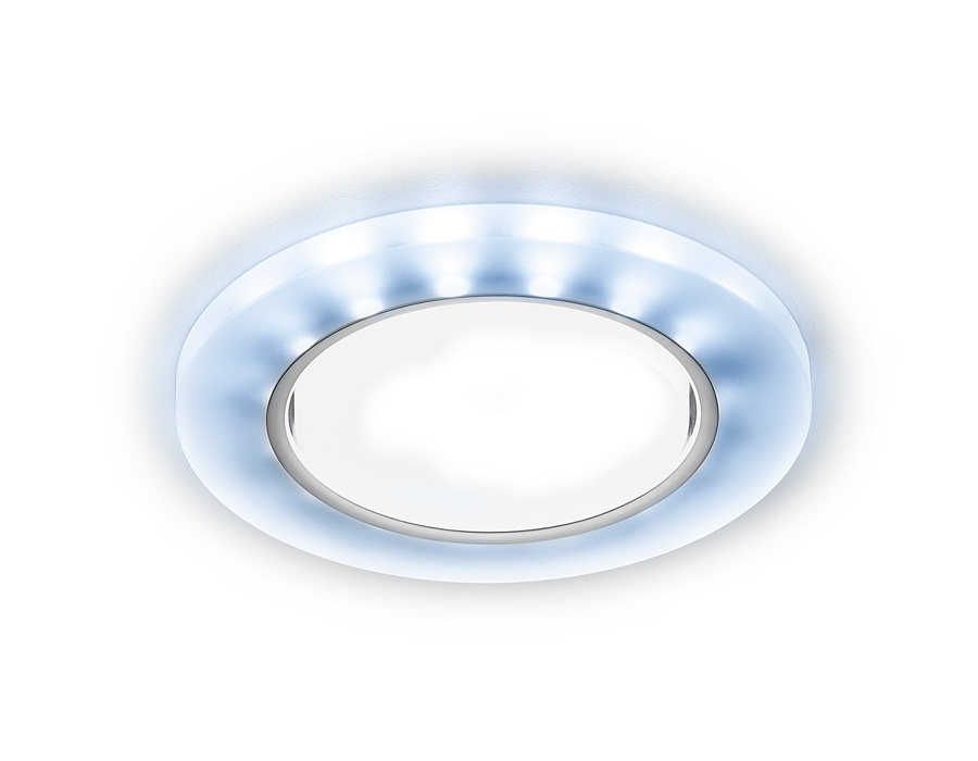 Встраиваемый точечный светильник GX53 с LED подсветкой G214 CL/CH/CLD хром/прозрачный GX53+3W(LED COLD) - Viokon.com